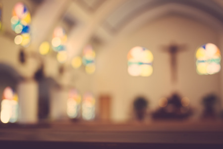 church interior blur abstract backgroundの写真素材