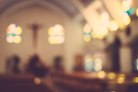 church interior blur abstract backgroundの写真素材