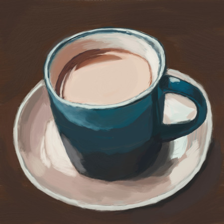 coffee cup, digital paintingの写真素材