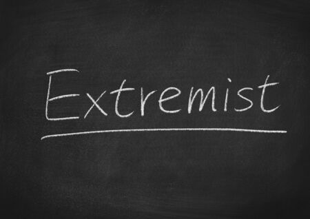 EXTREMIST concept word on a blackboard backgroundの写真素材