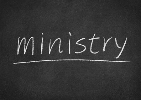 ministry concept word on a blackboard backgroundの写真素材