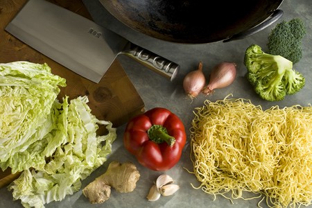 Ingredients to make a stir-fryの写真素材