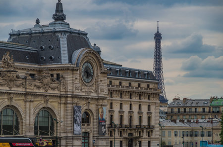 The Eiffel Tower in Paris, France  is a world famous Landmarkの写真素材