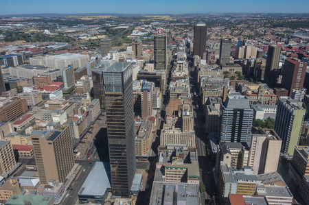 Johannesburg, South Africa 28 March 2016 The Johannesburg city skyline and the outlaying suburbsのeditorial素材