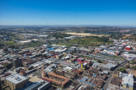 Johannesburg, South Africa 28 March 2016 The Johannesburg city skyline and the outlaying suburbsのeditorial素材