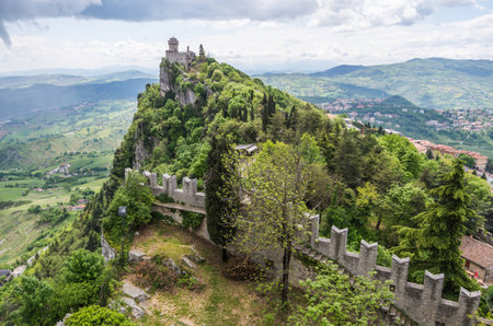 San Marino, Italy the castle of Rocca della Guaitaのeditorial素材