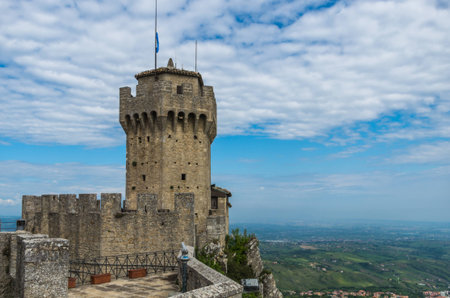San Marino, Italy the castle of Rocca della Guaitaのeditorial素材
