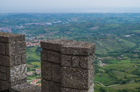 San Marino, Italy April 30 2014 the castle of Rocca della Guaitaのeditorial素材