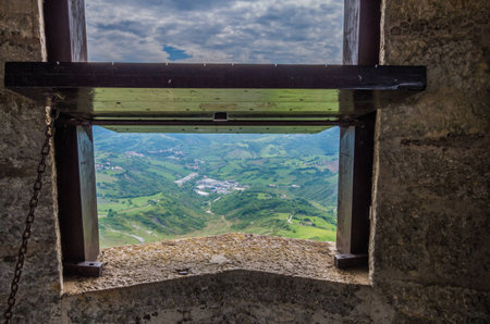 San Marino, Italy the castle of Rocca della Guaitaのeditorial素材