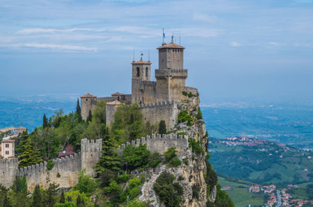 San Marino, Italy the castle of Rocca della Guaitaのeditorial素材