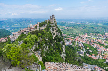 San Marino, Italy the castle of Rocca della Guaitaのeditorial素材