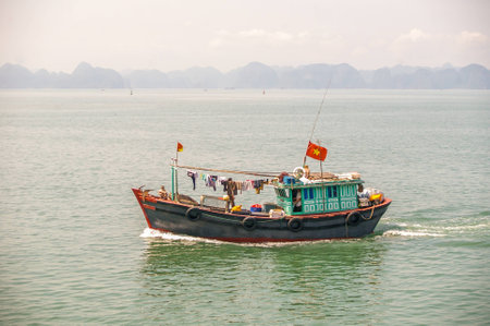 Halong Bay  area in North Vietnam attracting tourist from all over the worldの写真素材