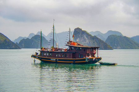 Halong City Vietnam 13 April 2009 Halong Bay is a World Heritage area in North Vietnam attracting tourist from all over the worldのeditorial素材