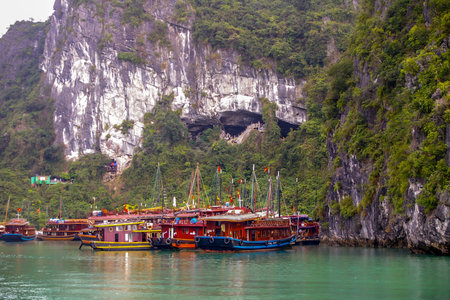 Halong City Vietnam 13 April 2009 Halong Bay is a World Heritage area in North Vietnam attracting tourist from all over the worldのeditorial素材