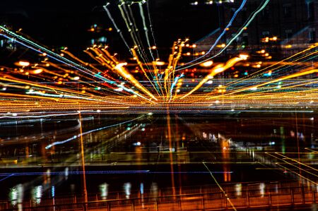 Abstract city lights of Port Adelaide in random patterns as background themesの写真素材