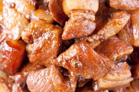 close-up shot of Filipino style pork adoboの写真素材