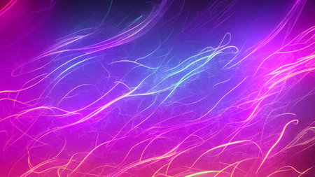Attractive and futuristic pink blue neon light, data transfer concept backgroundの素材