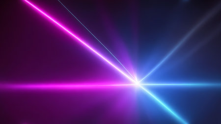 Futuristic high speed blue pink beam ray neon lightの素材
