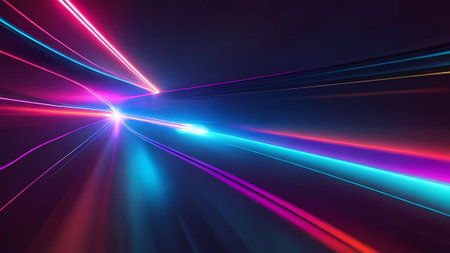 Futuristic high speed blue pink beam ray neon lightの素材