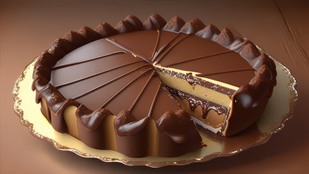 3D Chocolate Cake Pie Fairy Tale Sweetness Celebration Event Delicious Chocolate Dayの素材