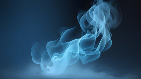 light blue smoke dark background mysterious magic surprise blurred magical abstractの素材