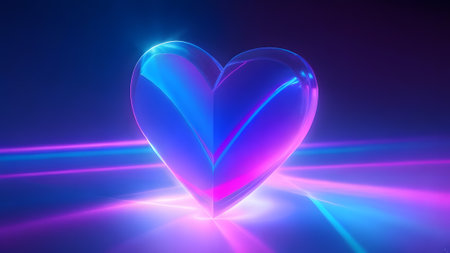 blue pink neon heart crystal refraction line future fashion abstract love energyの素材