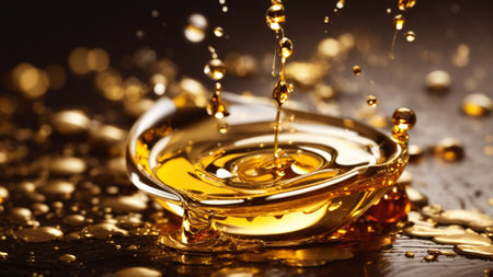 yellow oil dripping on the ground close-up maintenance beauty foodの素材