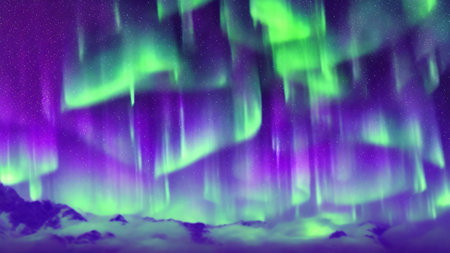 Beautiful gradient aurora sky, relaxation conceptの素材