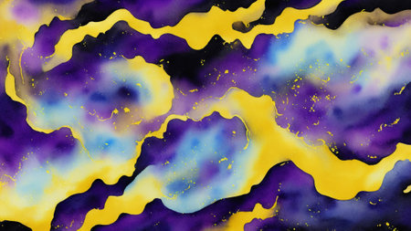 The watercolor purple water with golden sand, water flow conceptの素材