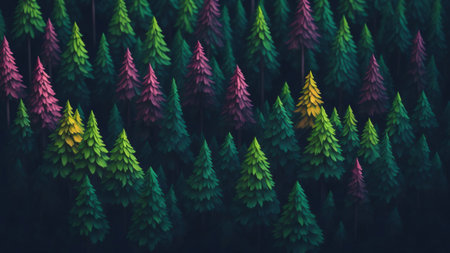 Cartoon style green gradient forestの素材