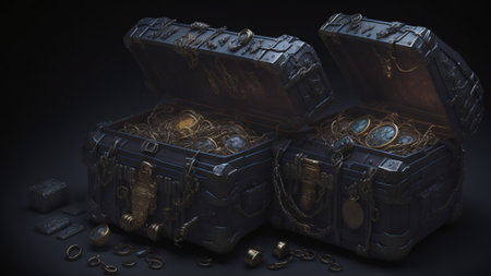 Antique treasure chests, secret treasure chests, mysterious luxuryの素材