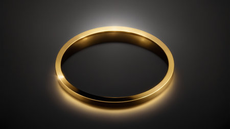 Golden ring on a black backgroundの素材