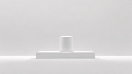 White podium on a white background. 3d rendering. minimal conceptの素材