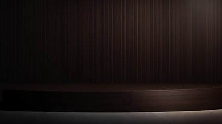 dark wooden podium for product display with wooden texture backgroundの素材