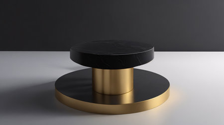 black gold marble podium for product presentation, Mock up, 3d renderの素材