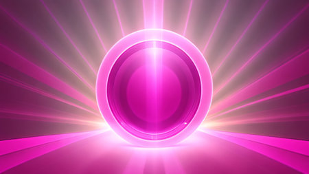 Futuristic background with pink glowing lines and circles. 3d renderingの素材