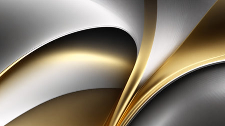 abstract metallic background with gold and silver stripes, 3d renderの素材