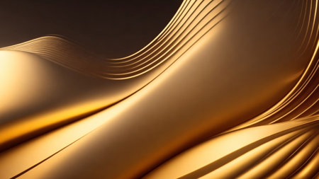 Golden metallic liquid background with smooth linesの素材