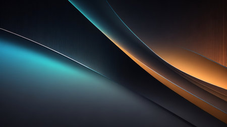 Abstract blue and orange curve lines on dark backgroundの素材