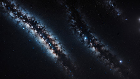 Stunning silvery white galactic nebula, wishing, hoping, attractive backgroundの素材