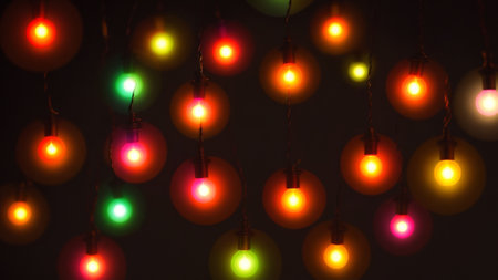 Christmas celebration symbol light prosperity happiness Peaceful shining light bulbsの素材