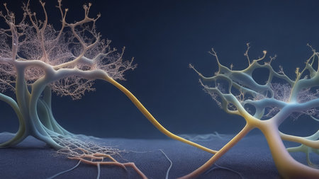 3d illustration of neuron cell with neurons and nervous systemの素材
