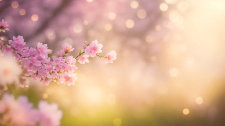 Cherry blossom in spring time with bokeh background. copy spaceの素材