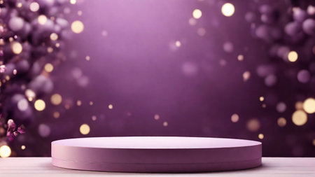 Purple podium on the background of purple bokeh. 3d renderの素材