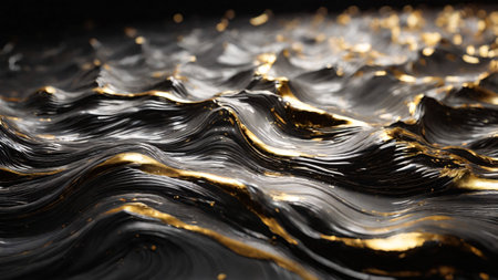 Black and gold water wave abstract background.の素材
