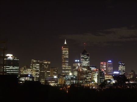 Perth Skyline at night in Western Australiaの写真素材