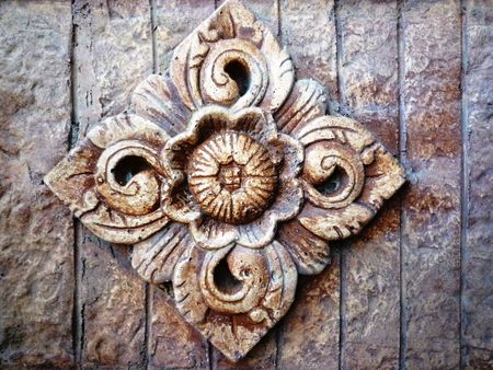 Balinese stone carving on sandstoneの写真素材