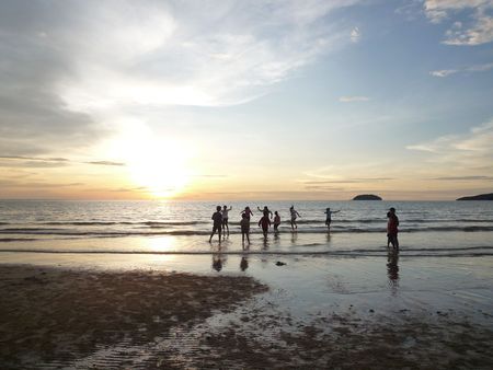 Beach at sunsetの写真素材