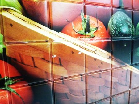 Sticker of  basket of vegetable wall tile の写真素材