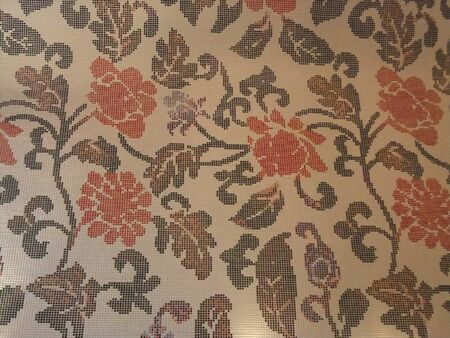 Colorful flower ceramic wall tile texture backgroundの写真素材